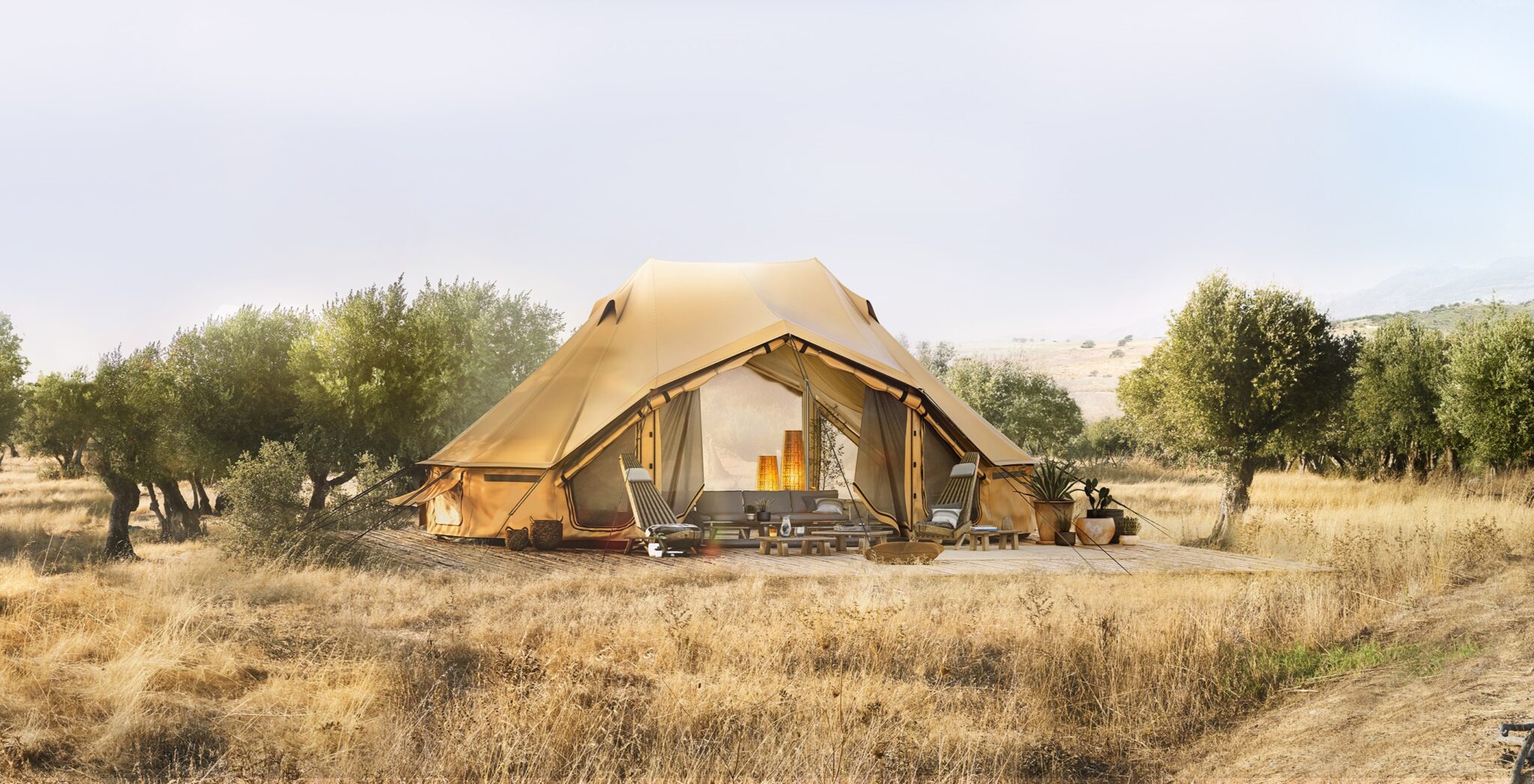 Tente Autentic haut de gamme aménagée pour le glamping